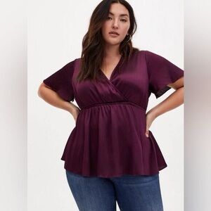 TORRID Lily Babydoll Shiny Gauze Surplice Top